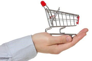 Image showing Hand holding shopping cart