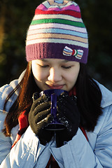 Image showing Woman drinking