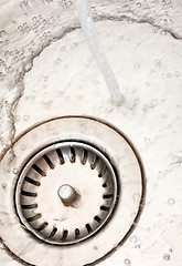 Image showing  kitchen sink with flowing water