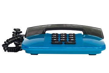 Image showing  Blue wired  telephone