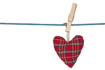 Image showing handmade heart hang on the rope