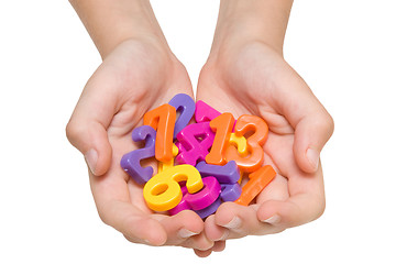 Image showing hands holding plastic numbers