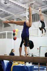 Image showing Gymnast on beam