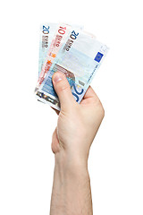 Image showing hand holding euro money banknotes