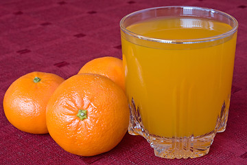 Image showing mandarines and glass of juice
