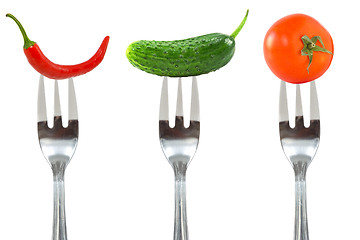Image showing Vegetables on the forks
