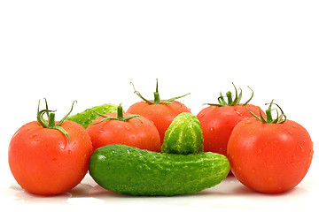 Image showing fresh tomatoes and cucumbers 