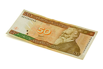Image showing fifty litas banknote