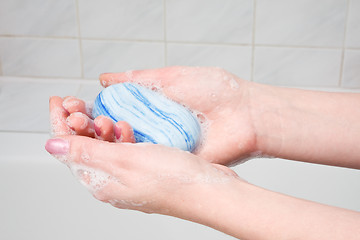 Image showing washing hands with soap