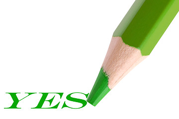 Image showing green pencil writing word 