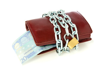 Image showing Locked wallet with euro currency