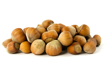 Image showing  hazelnuts on the white background