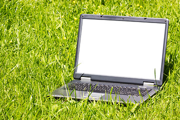 Image showing laptop on the grass