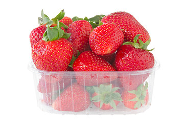 Image showing punnet of strawberries isolated on white