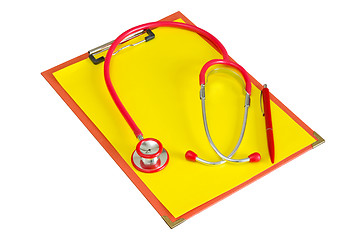 Image showing Medical clipboard with  stethoscope