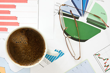 Image showing morning coffee with business documents