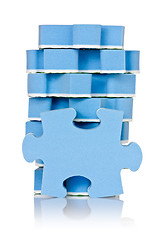 Image showing stack of blue puzzle