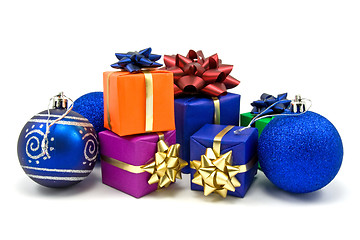 Image showing christmas baubles and gifts