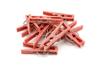 Image showing pile of plastic clothes pegs