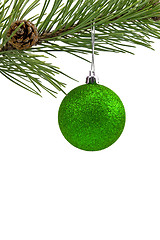 Image showing branch with green bauble