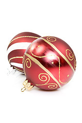 Image showing two red christmas balls