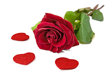 Image showing red rose with hearts