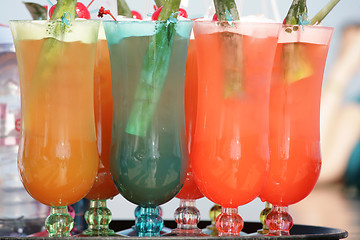 Image showing Colorful cocktails close up