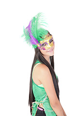 Image showing pretty teenage girl in the carnival mask 