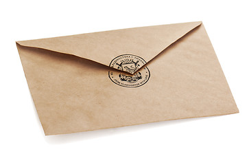 Image showing old envelope with stamp isolated on a white background