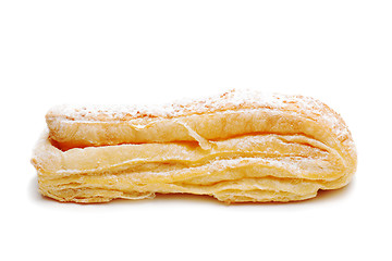 Image showing fresh puff pastry roll isolated on the white background 