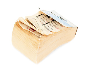 Image showing old paper calendar isolated on white background