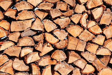 Image showing woodpile from dry oak logs