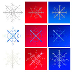 Image showing set of snowflakes on backgrounds