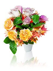 Image showing colorful autumn flower bouquet arrangement centerpiece in vase i