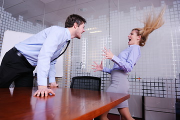 Image showing Angry busines sman screaming at employee