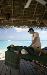 Image showing massage by the sea