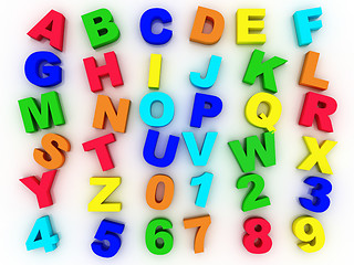 Image showing 3d full alphabet with numerals 