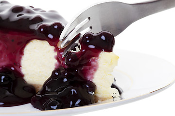 Image showing Blueberry Cheesecake With Fork