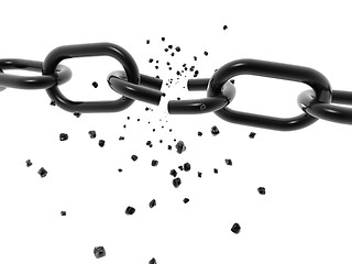 Image showing 3D chain breaking - isolated over a white background 