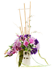 Image showing colorful floral bouquet of roses, lilies and orchids arrangement