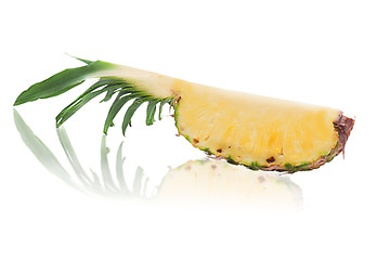 Image showing quarter cut of ripe whole pineapple isolated on white background