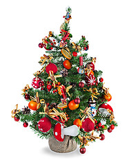 Image showing Christmas fir tree decorated with toys and Christmas decorations