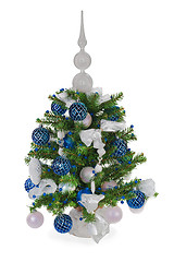 Image showing Christmas fir tree decorated with Christmas balls, snowflakes, c