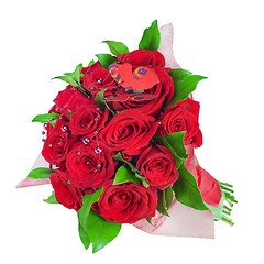 Image showing colorful flower bouquet from red roses a isolated on white backg