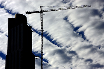 Image showing skyscraper clouds and crane in  argentina