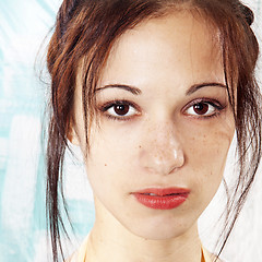 Image showing girl's face with freckles