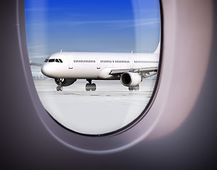 Image showing view of airport through window