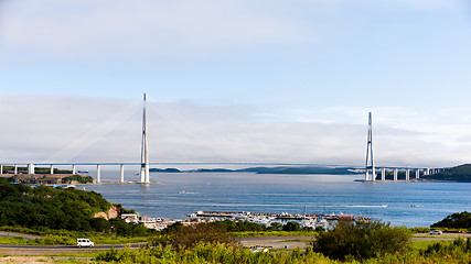 Image showing longest cable-stayed bridge in the world in the Russian Vladivos