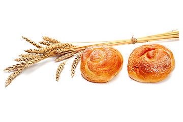 Image showing Fresh buns muffins for breakfast isolated on white background