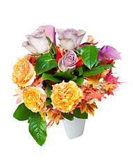 Image showing colorful autumn flower bouquet arrangement centerpiece in vase i